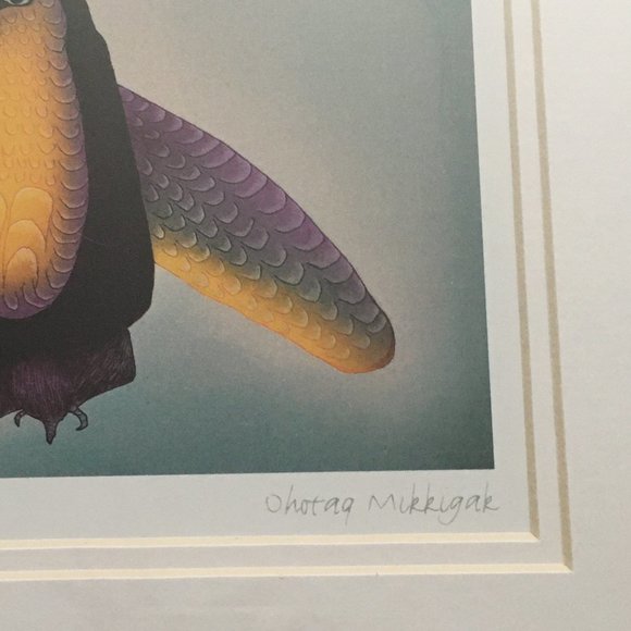 Ohotaq Mikkigak 'Owl Bear' Professionally Framed Art Card - Picture 3 of 11